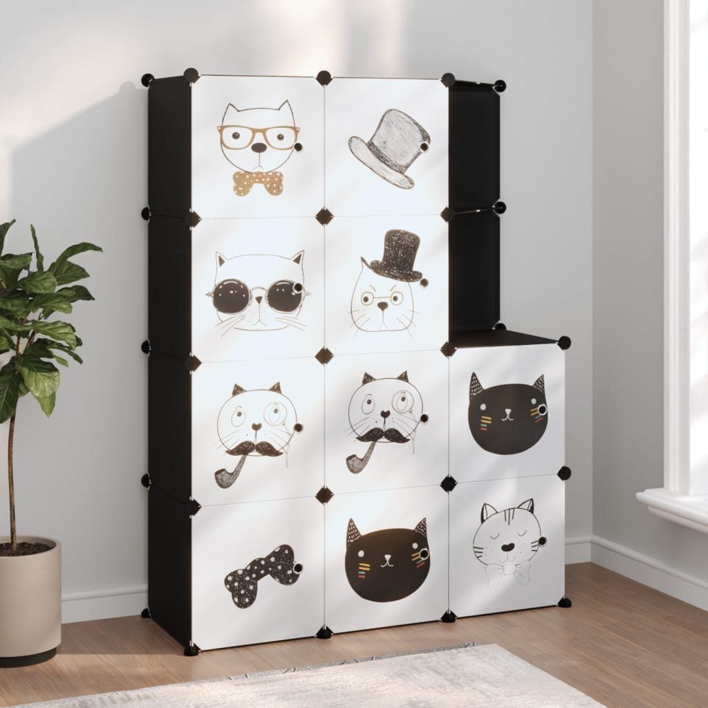 vidaXL Schuhregal Kinderschrank Modular mit 10 Würfeln Schwarz PP, 1-tlg.