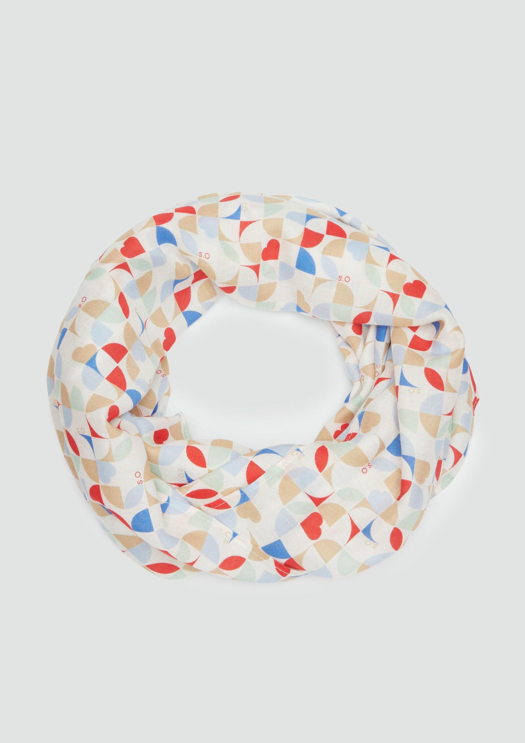 s.Oliver Loop Snood, Lässiger Loop Schal aus Viskose mit All-over-Print günstig online kaufen