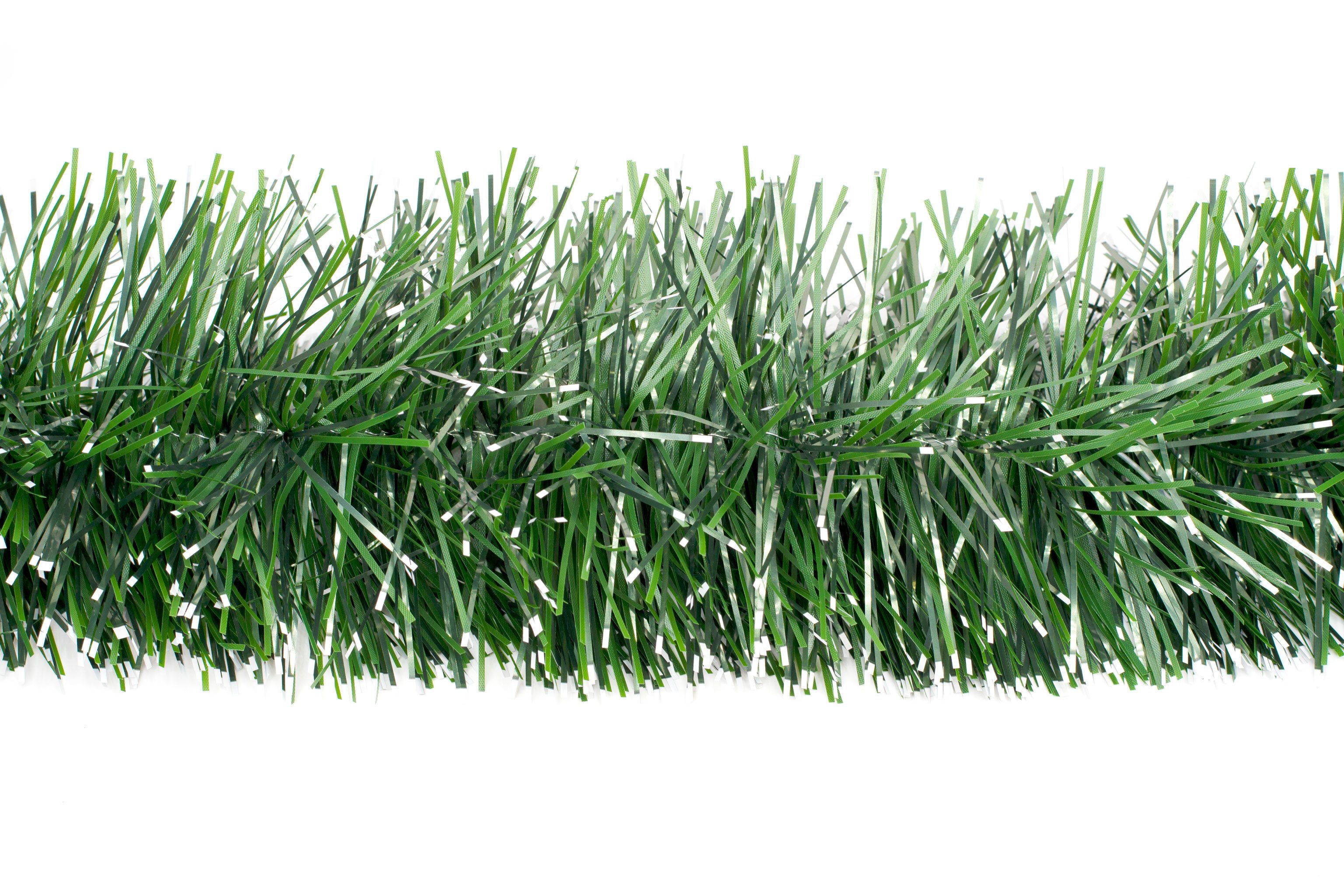 Kunstgirlande, Creativery, Grasgirlande 15cm x 3m Indoor & Outdoor - Grün matt mit weißen Spitzen