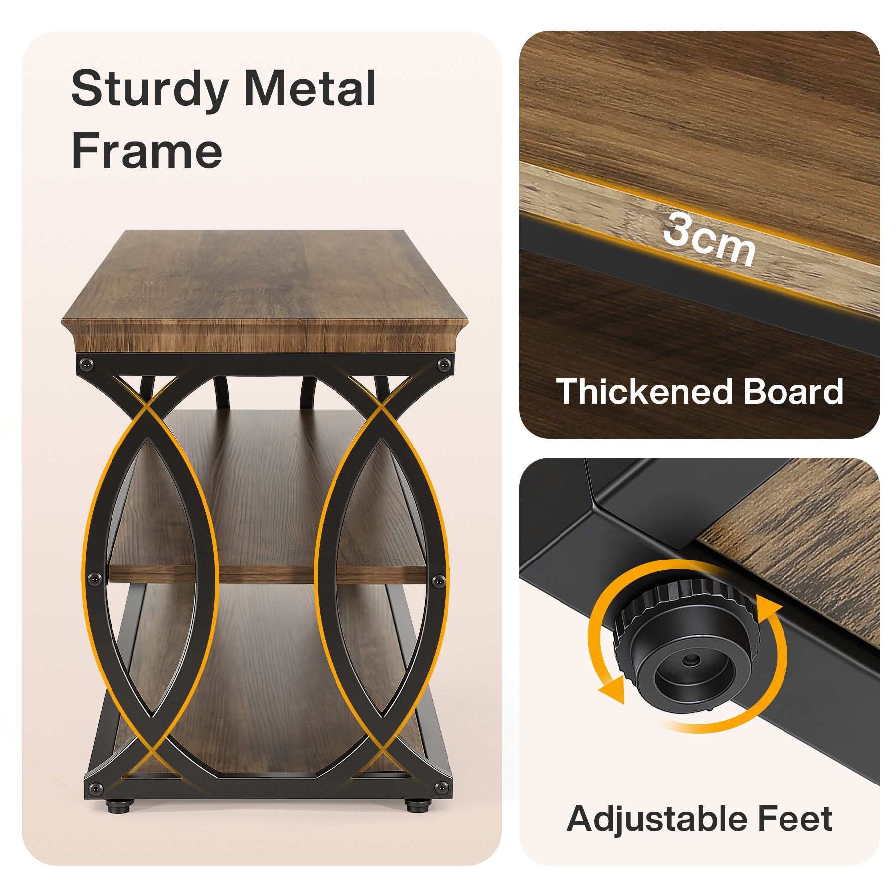 Tribesigns Schuhbank für den Eingangsbereich, 3-stöckiges Schuhregal im Industrial-Stil (Packung, Schuhregal mit Metallgestell für Flur, Wohnzimmer und Ankleidezimmer), rustikaler Schuhschrank aus Holz mit Ablage