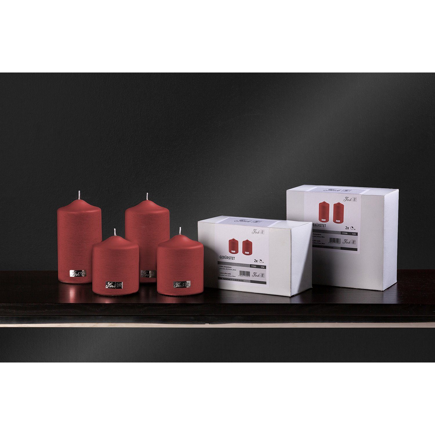 Fink Stumpenkerze CANDLE 2er Set Stumpenkerzen - rot - Paraffin - H. 10cm x günstig online kaufen