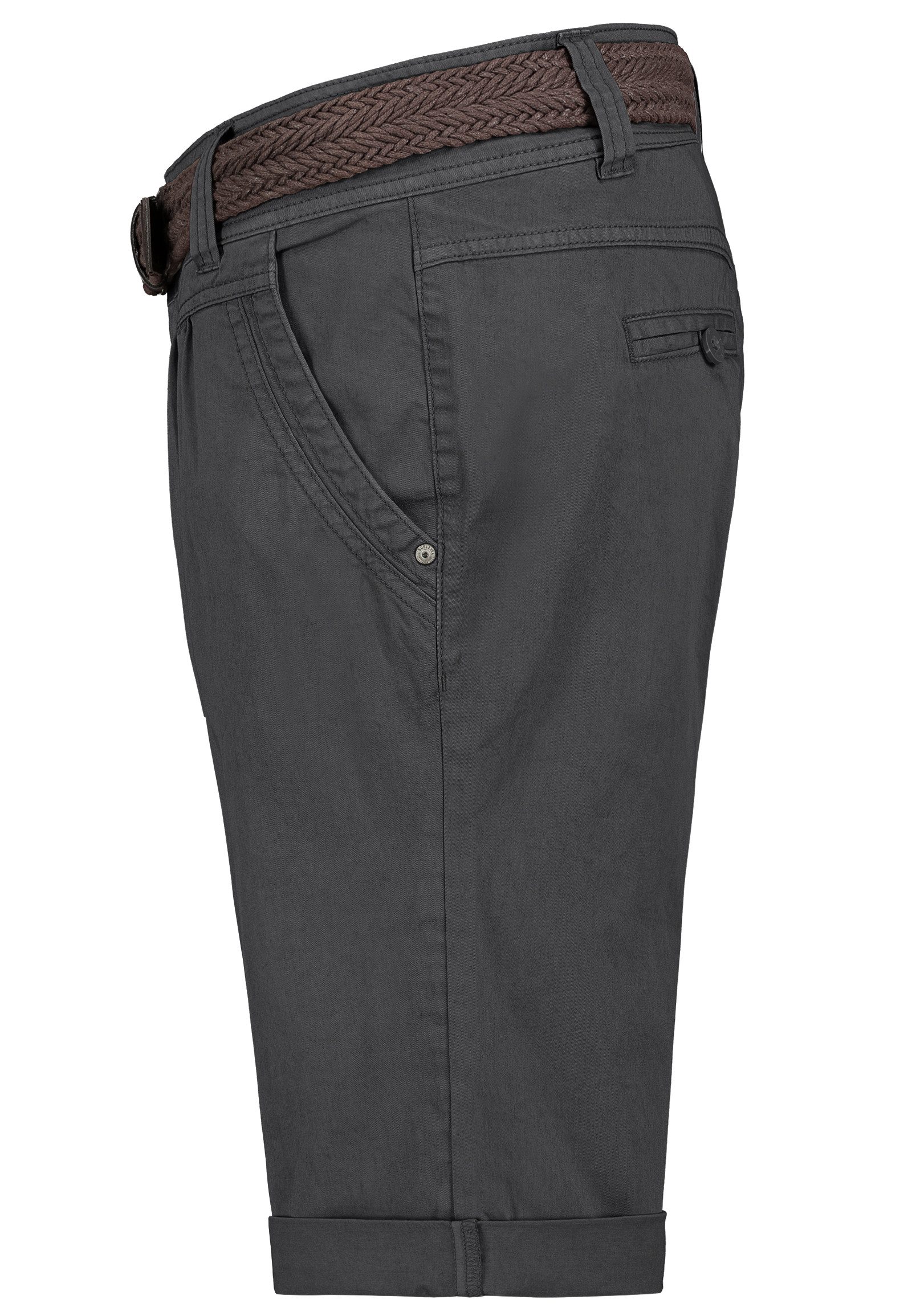 Fresh Made Bermudas Sommerliche mit geflochtenem Gürtel für Damen Baumwolle Regular Fit unifarben atmungsaktiv Reißverschluss
