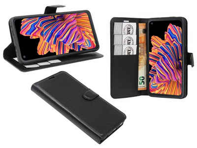 cofi1453 Handyhülle Hülle Tasche für Samsung Galaxy Xcover Pro, Kunstleder Schutzhülle Handy Wallet Case Cover mit Kartenfächern, Standfunktion Schwarz