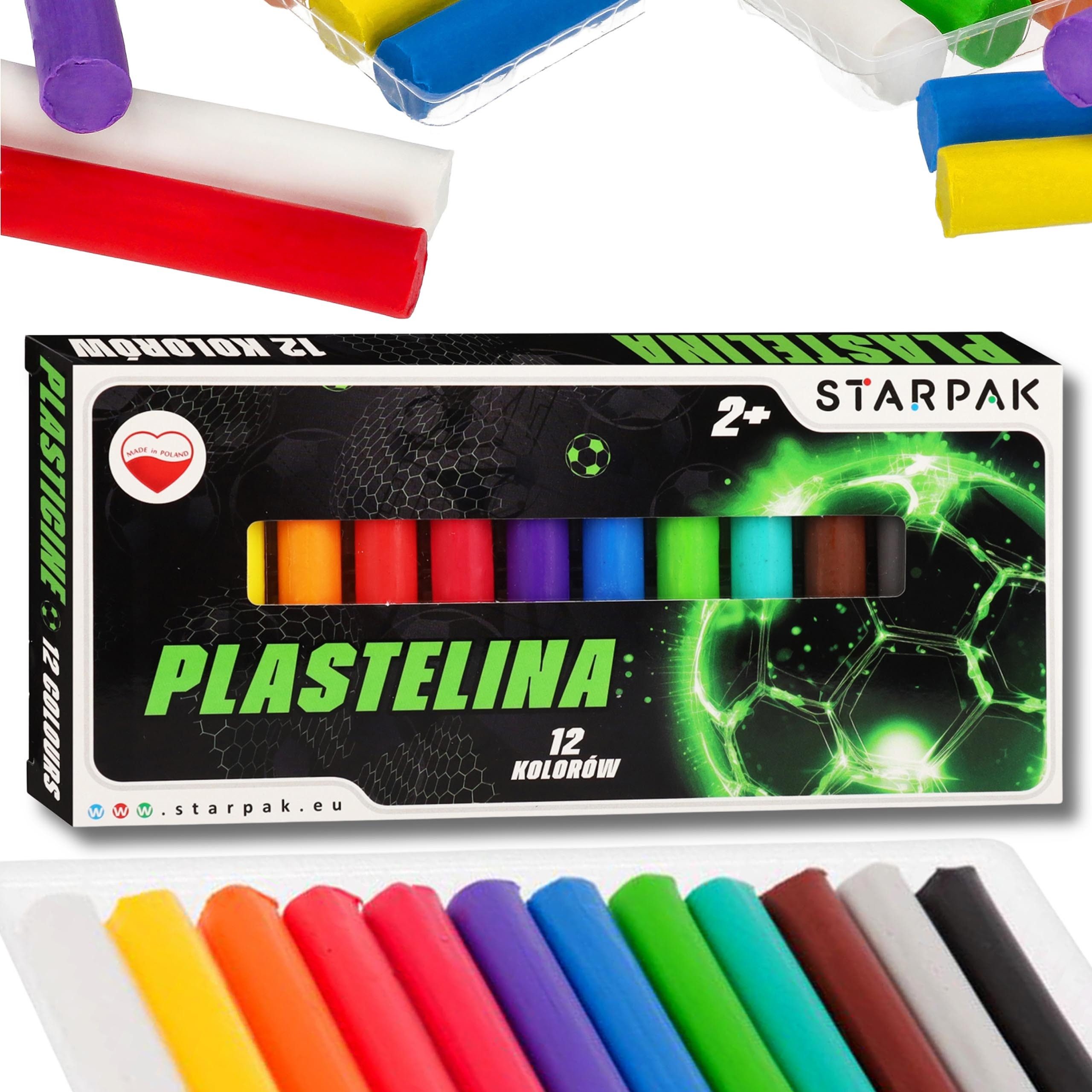Sarcia.eu Knete Fußball-Knetmasse für Kinder, sichere bunte Schulknete, 12 Farben
