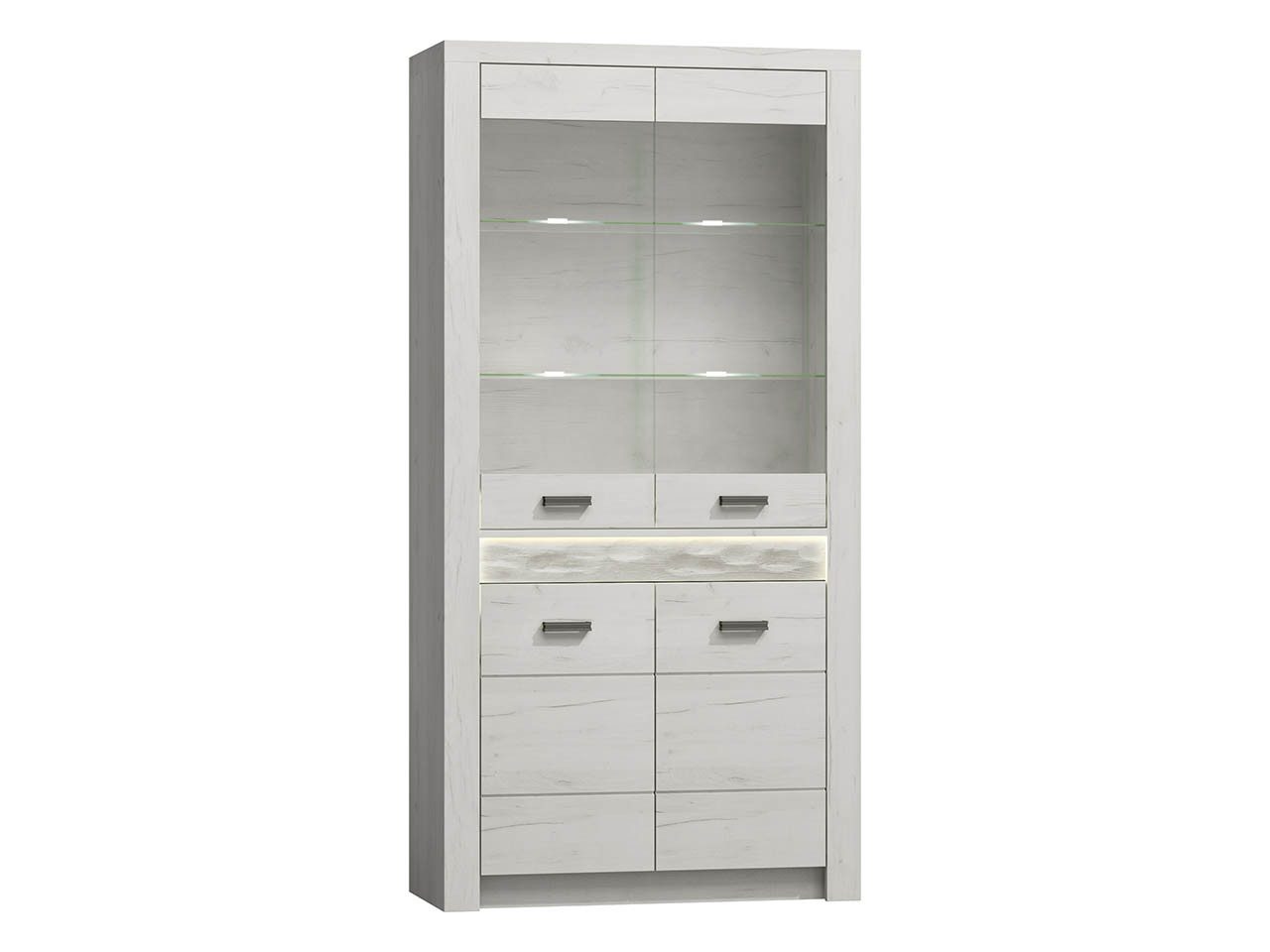 MIRJAN24 Vitrine Indianapolis I03 (4-Drehtüren) Metall Griffe