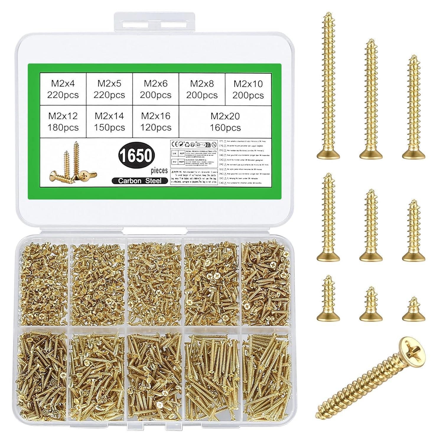 LuxusKollektion Schrauben-Set Schrauben Set 1650 M2 Blechschrauben Holzschrauben Goldene M2