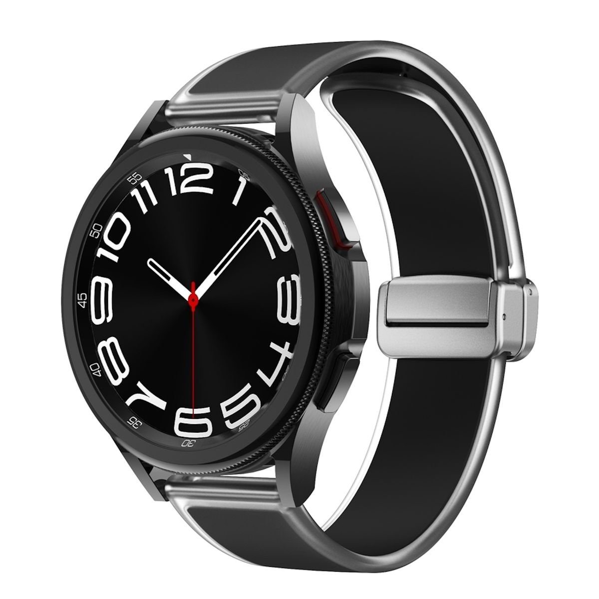 Armband Galaxy 4 Wigento Silikon Smartwatch-Armband Samsung Schwarz 6 Für Watch 5 Magnetisches