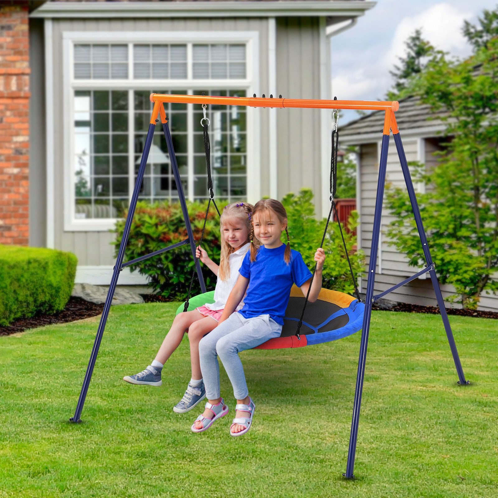 Doppelschaukel Schaukelgestell Outdoor 200 kg Schaukelgestell Metall Kinderschaukel
