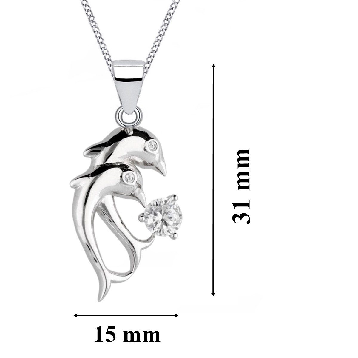 Goldene Hufeisen Kette mit Anhänger Delfin Kette 925 Silber mit Zirkonia, Damen Schmuck mit Zirkonia