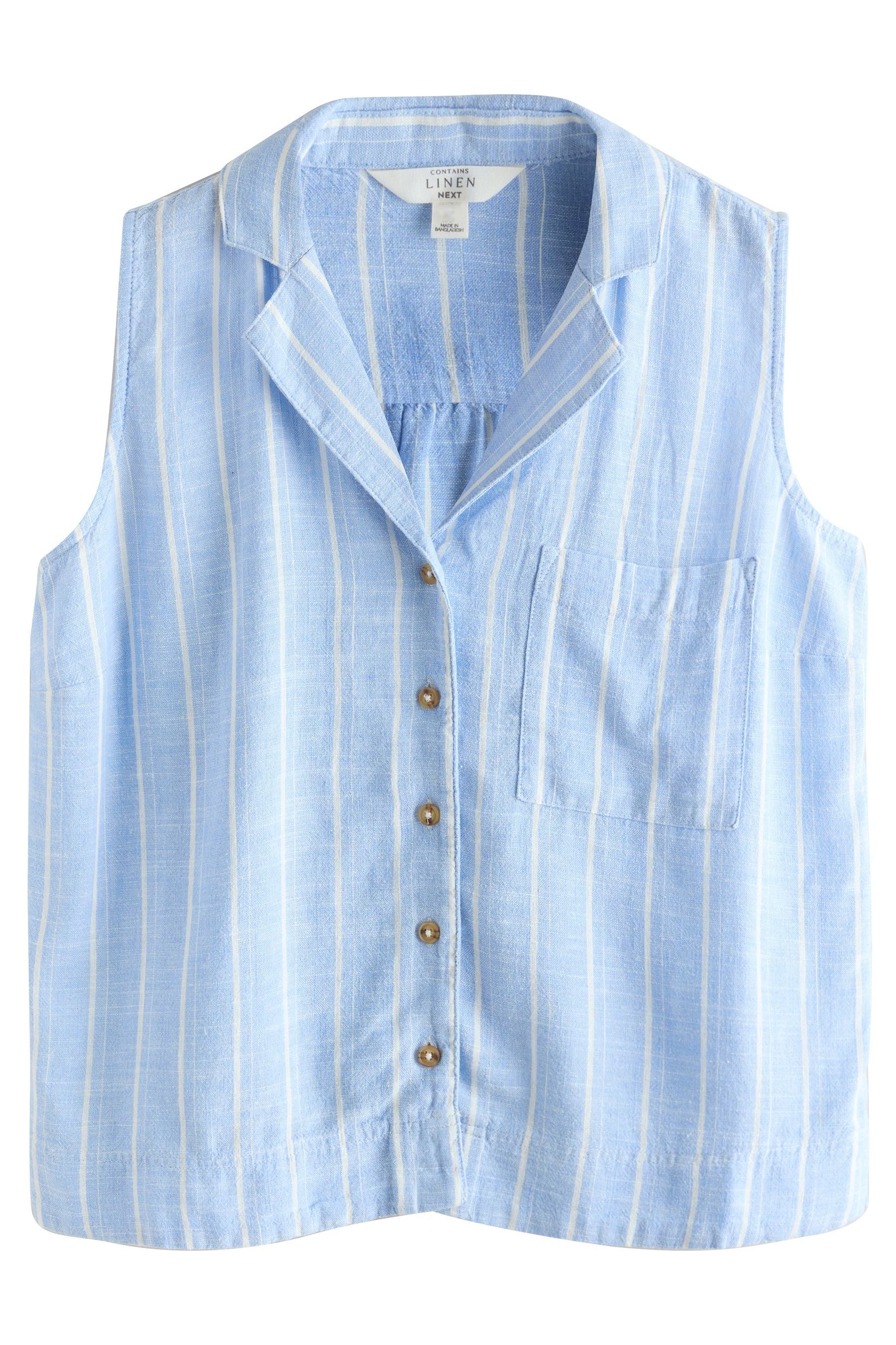 Next Blusentop Ärmellose Bluse mit Reverskragen und Leinenanteil (1-tlg) günstig online kaufen