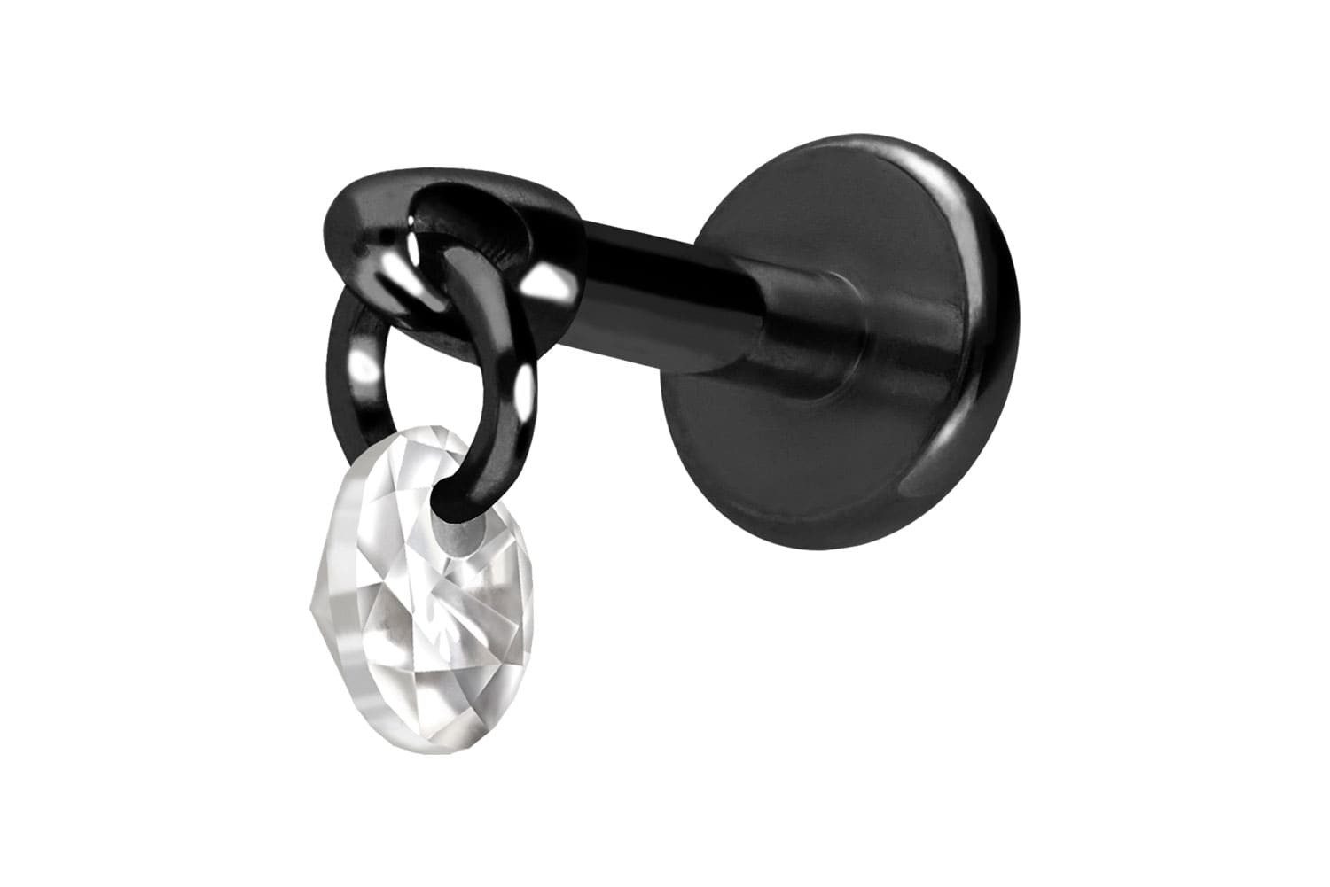 Piercing-Set Titan Labret mit Innengewinde RUNDER KRISTALL