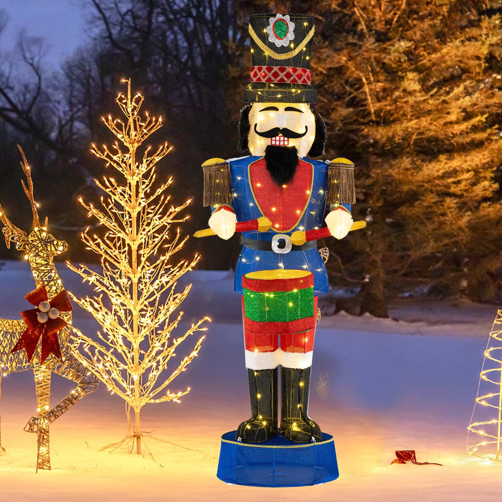 COSTWAY Weihnachtsfigur, 185cm hoher Nussknacker, mit 100 LED-Lichtern günstig online kaufen