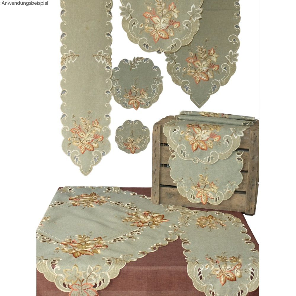 matches21 HOME & HOBBY Tischdecke Deckchen Blätter bunt Herbstlaub Stick Ø günstig online kaufen