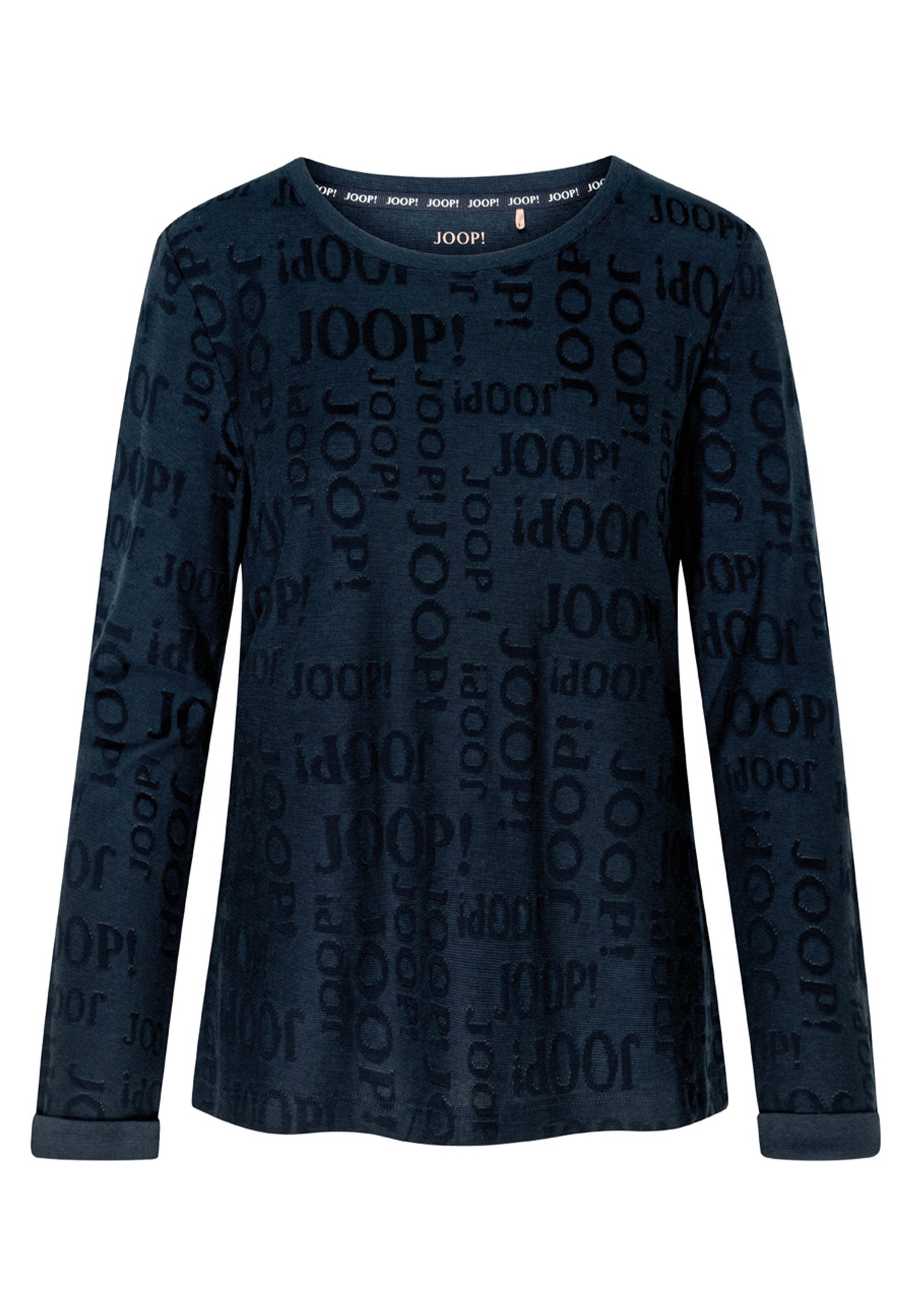 Joop! Pyjamaoberteil Urban Perfection (1-tlg) Langarm-Shirt - Moderner Allover-Druck mit Logo Midnight