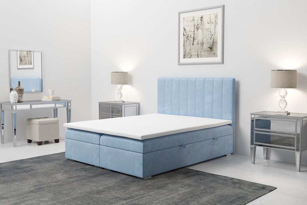 JVmoebel Boxspringbett Luxus Designerbett mit hohem Kopfteil und edlem Textilbezug (1-St)