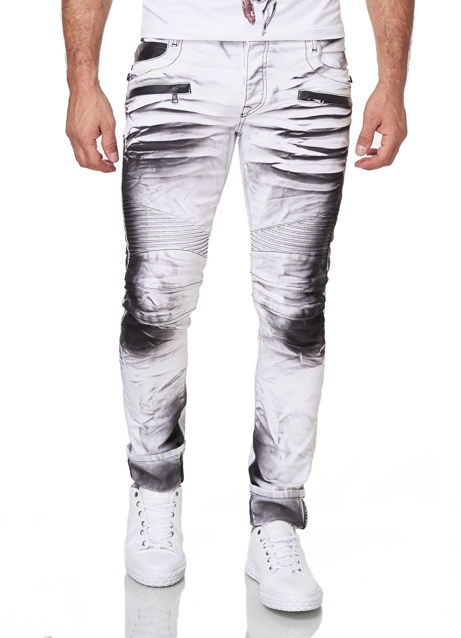 KINGZ Slim-fit-Jeans im Batik-Look