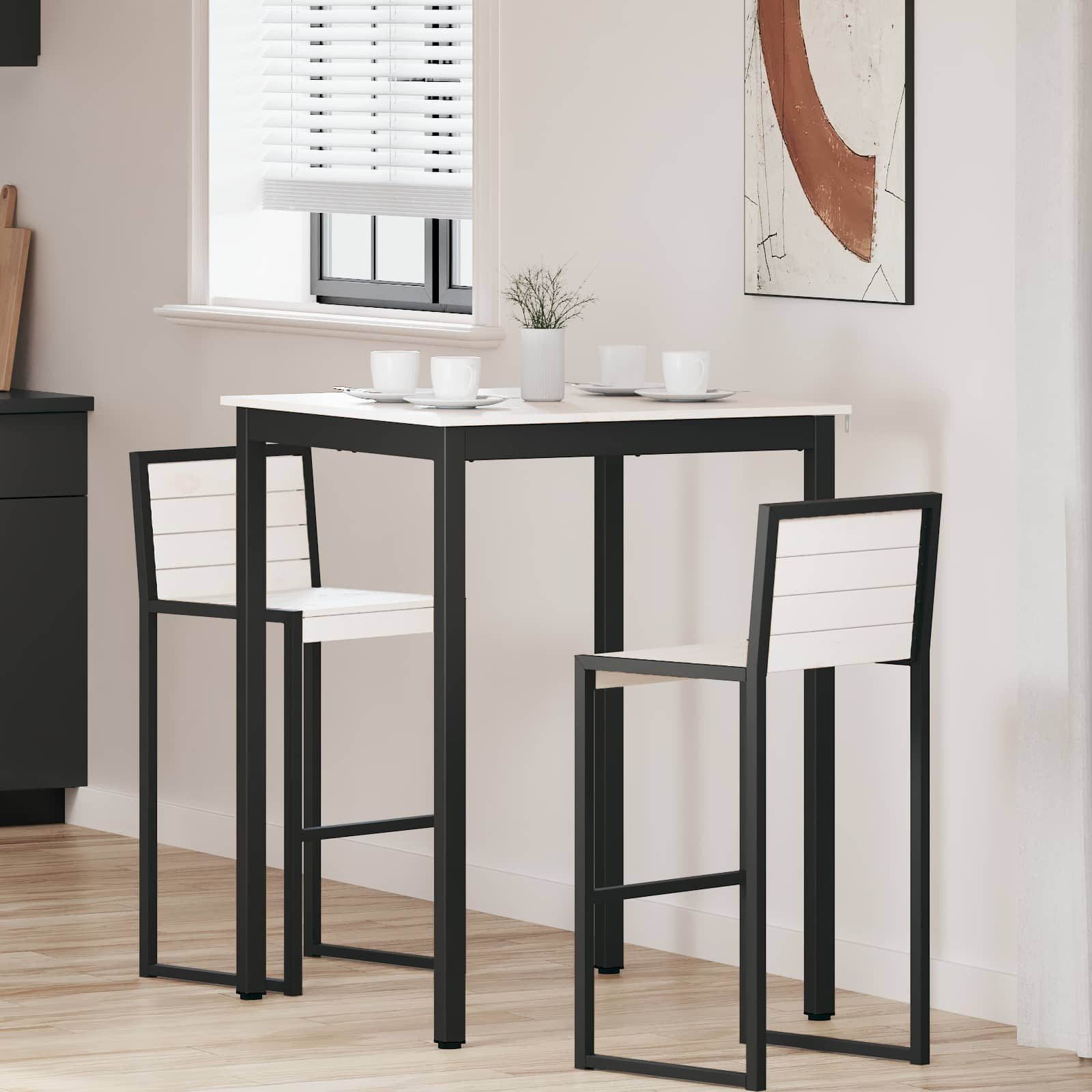 vidaXL Esstisch Bartisch Weiß 80 x 80 x 105 cm Massives Kiefernholz (1-St)