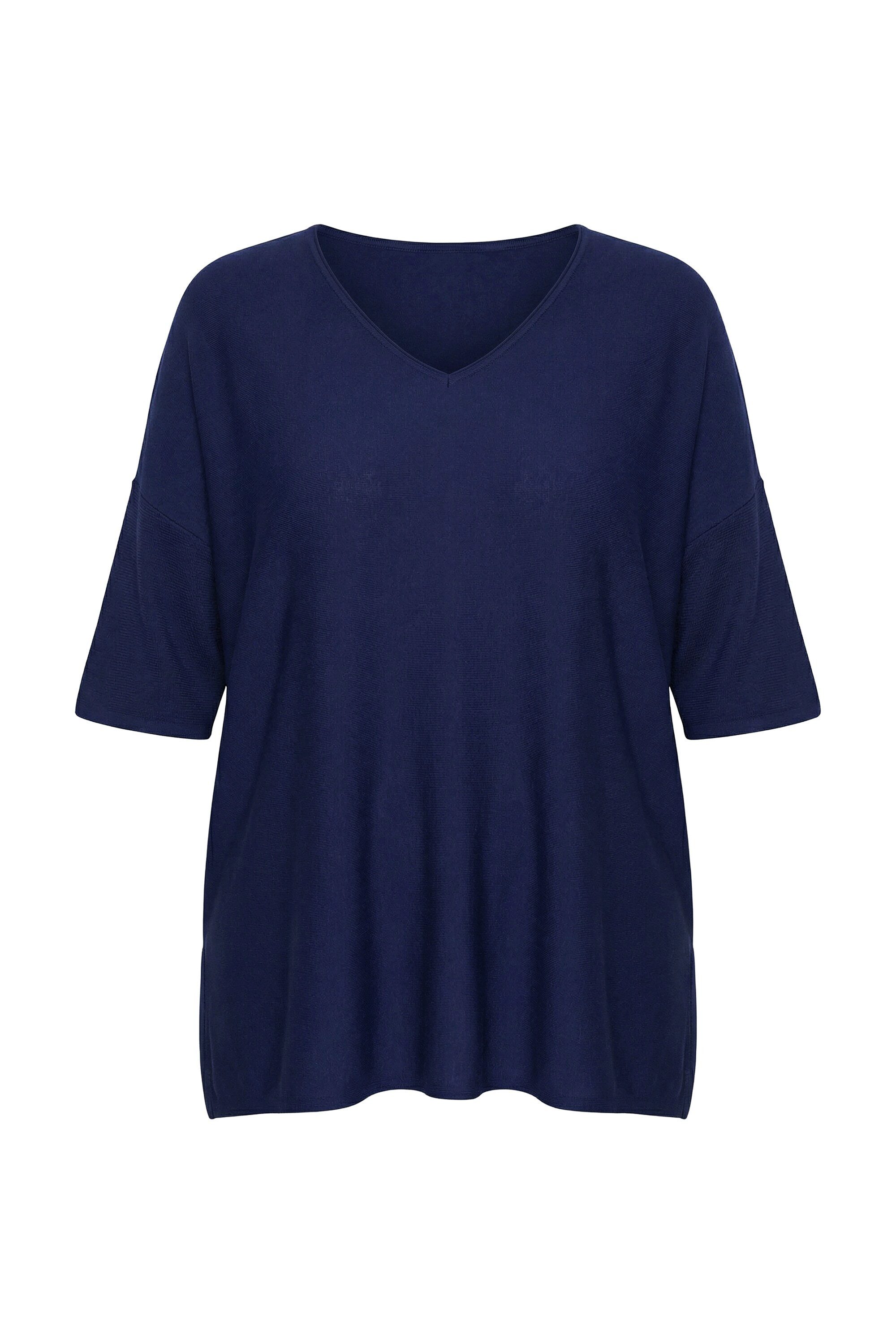 Strickpullover Pullover Oversized V-Ausschnitt Halbarm