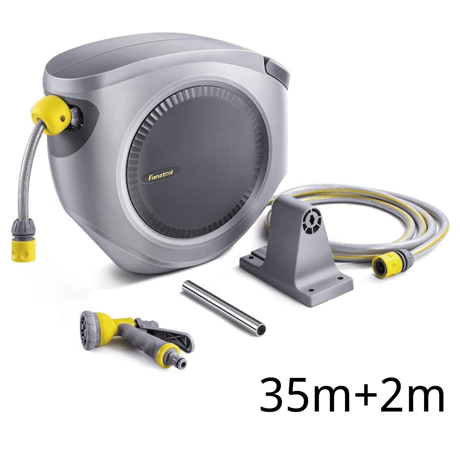 Fanztool Schlauchaufroller Schlauchtrommel 35m 1/2" Extra Lang mit Wandhalterung 180° schwenkbar