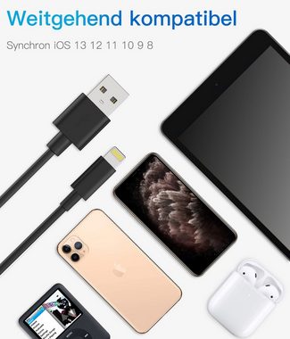 Quntis 3PCS 100cm Iphone Ladekabel (MFI Zertifiziert) Lightningkabel, (100 cm), 3Pack, schwarz