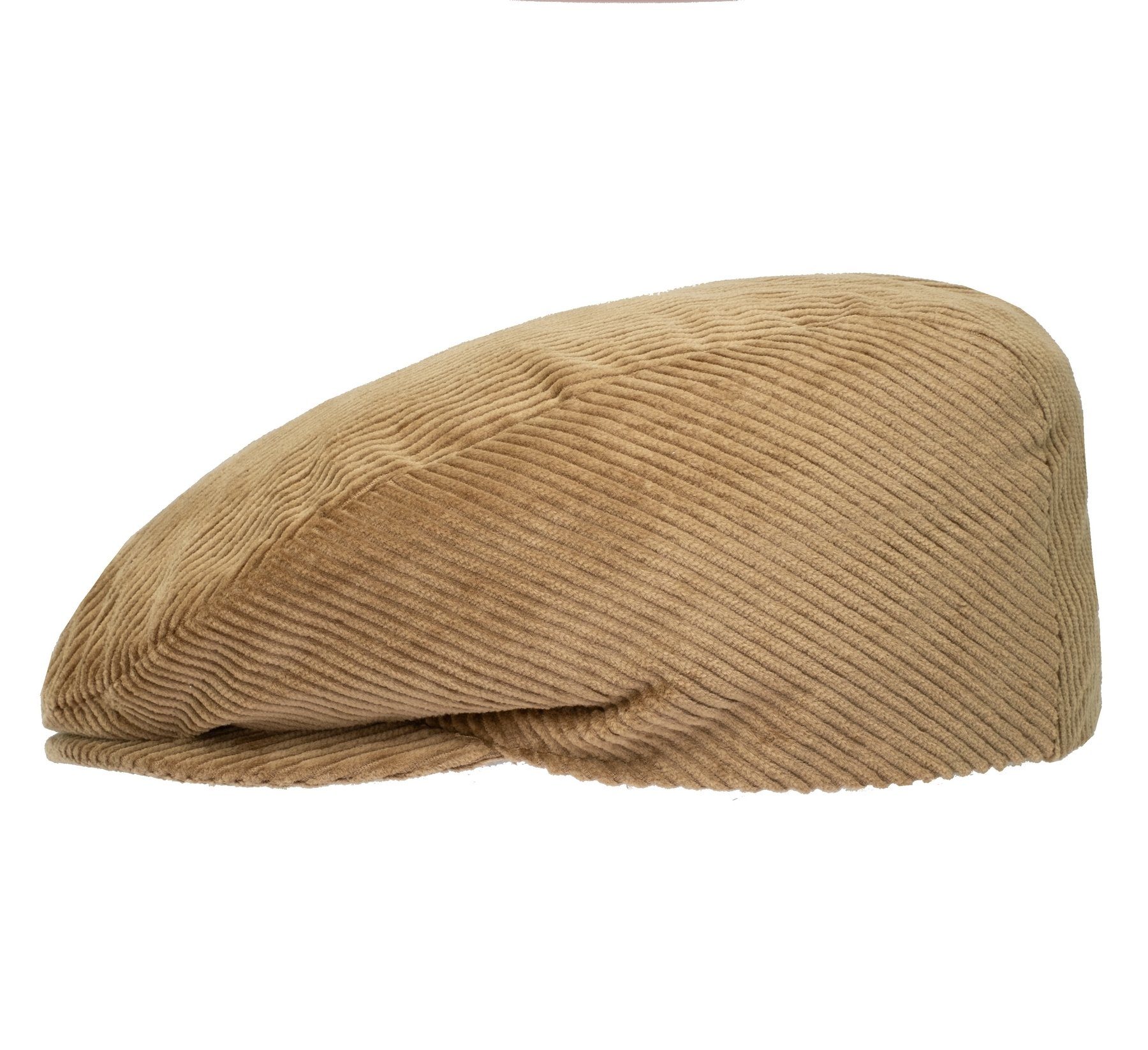 HatBee Flat Cap Schirmmütze Schiebermütze Baumwolle in Cord Cordmütze Beige