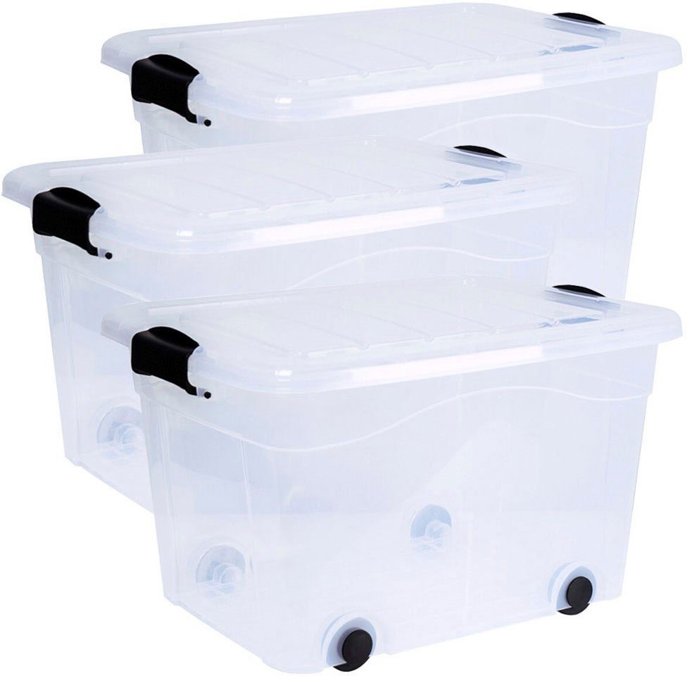 Siena Home Aufbewahrungsbox Anzio (3 St), mit Rollen, Kunststoff