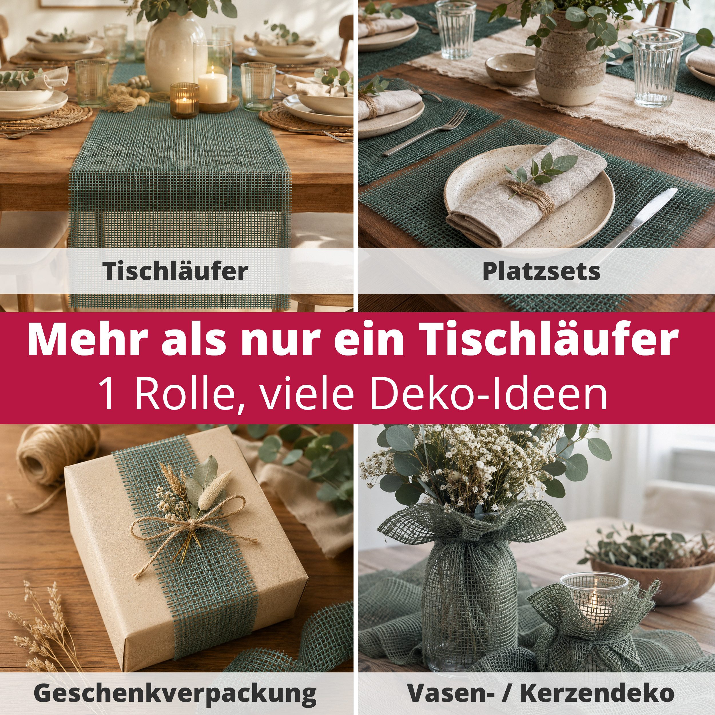 DecoHomeTextil Heimtextilmanufaktur Tischläufer Deco Jute Tischläufer Tischband Geschenkband Eco Friendly – Bild 4 von 5