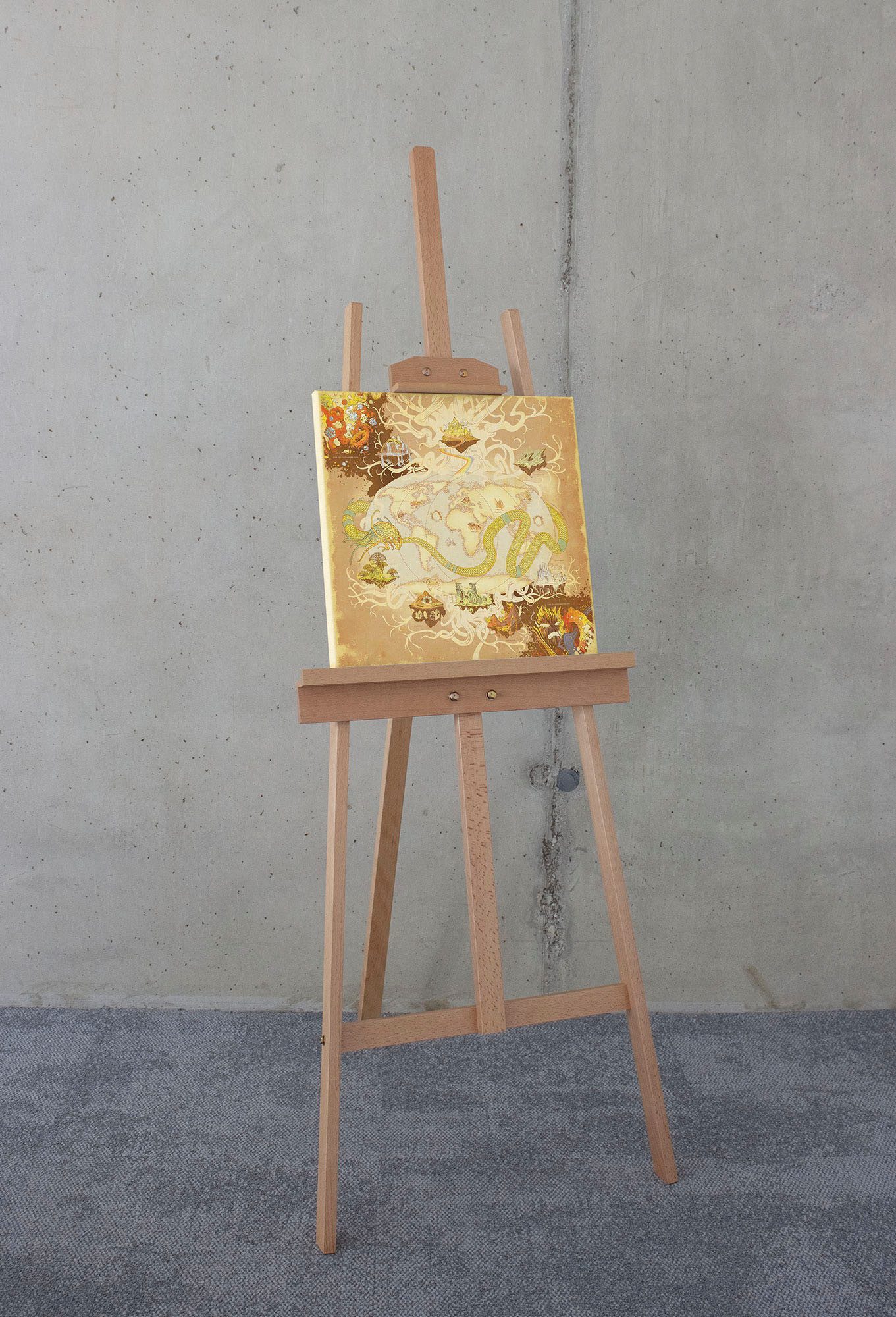 Komar Leinwandbild Marvel World Map - Размер 40 x 40 cm, Disney (1 St), Keilrahmenbild mit Echtholzrahmen, Kinderzimmer