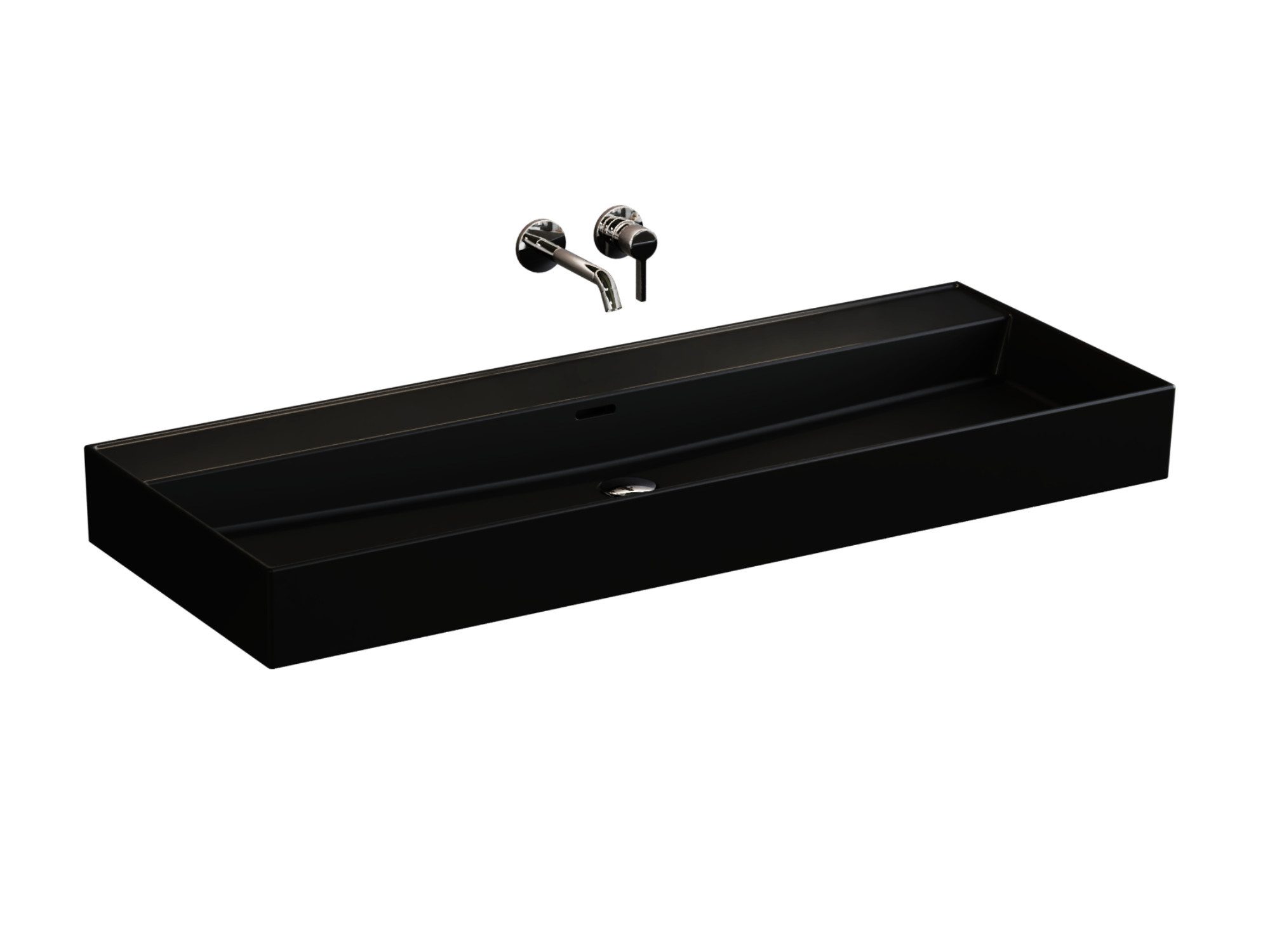 Aqua Bagno Waschtisch Aqua BagnoKeramik Waschtisch 120cm Schwarz Matt ohne Hahnlochbohrung