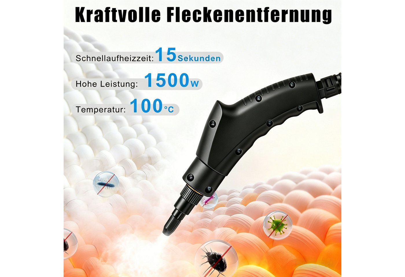 Luckice Dampfreiniger 2500-W Serie Handdampfreiniger, tragbarer Reiniger, Küchenreiniger, geeignet für Böden, Fenster und Küchen.