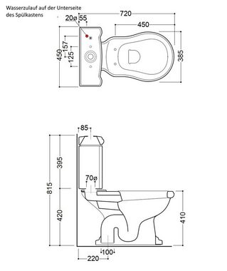 Kerasan Tiefspül-WC Retro Nostalgie Vintage, bodenstehend, Abgang senkrecht, WC-Sitz mit SoftClose