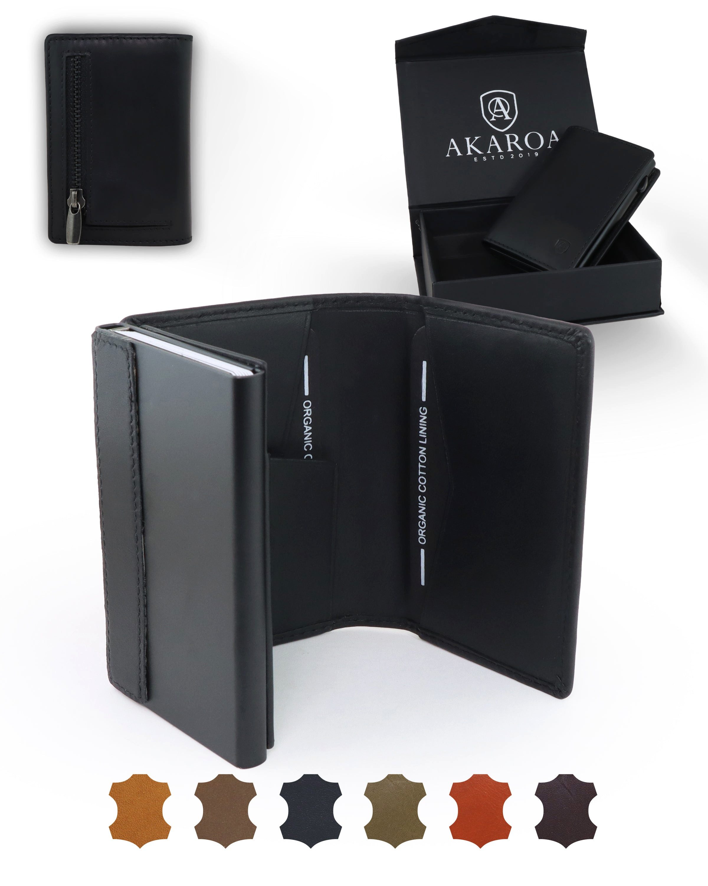 AKAROA Geldbörse Kartenetui Slim Wallet PELLE – Popup Cardholder mit Kartenauswurf