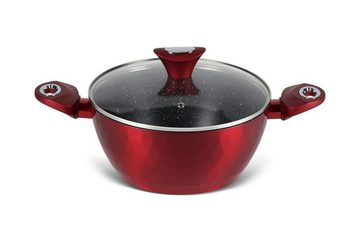 Edenberg Topf-Set Rote Topfset mit Kochtöpfe Kasserolle, Pfanne, Glasdeckel, INDUKTION, Aluminium, Keramik (12-tlg., Zeitloses Design des Topfsets. Eine ideale Geschenkidee)