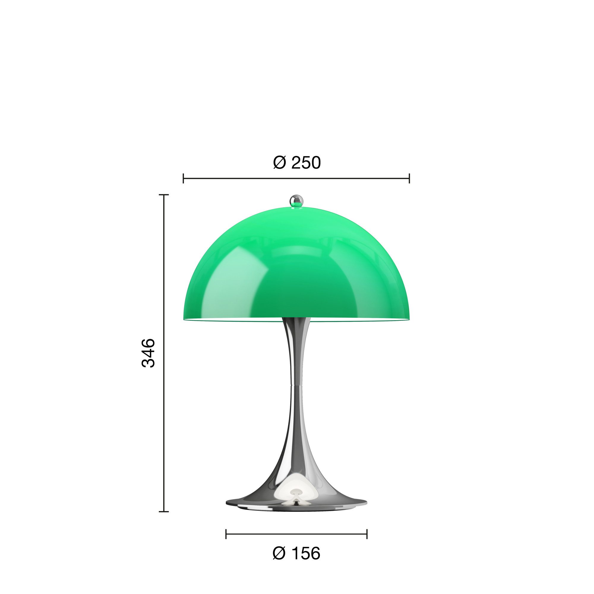 Louis Poulsen Tischleuchte Louis Poulsen Panthella V3 Tischleuchte Portable Chrome Opal Green