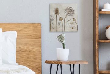 OneMillionCanvasses® Leinwandbild Blumen - Aquarell - Stilleben - Braun - Vintage, (1 St), Leinwand Bilder für Wohnzimmer Schlafzimmer