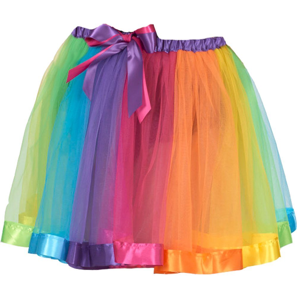 Das Kostümland Kostüm Regenbogen Rainbow Petticoat Rock für Damen - Bunt