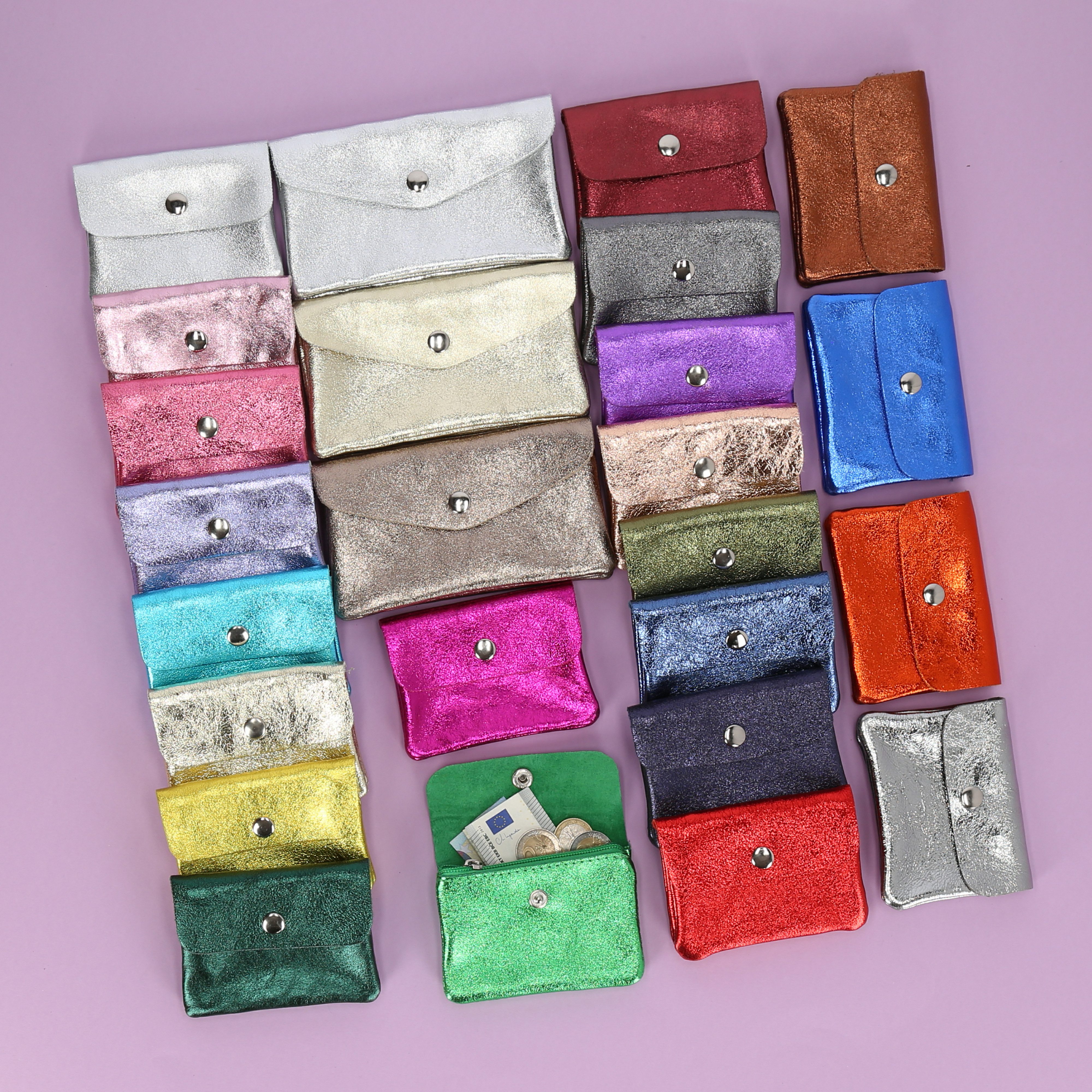 SEVA Mini Geldbörse Mini Geldbörse Kleines Mittelgroßes Portemonnaie Echtleder