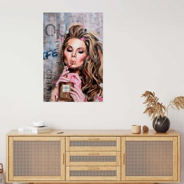 Posterlounge Wandfolie Simona Zecca, Woman drinking Chanel Perfume, Badezimmer Modern Illustration