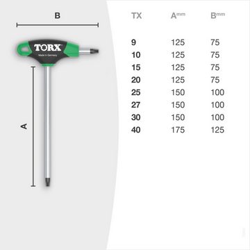 TORX Torxschlüssel Winkelschraubendreher Satz mit T-Griff 8 teilig (8 St), extra lang