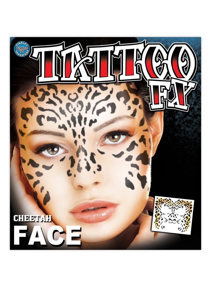 Theaterschminke Leopard Gesicht-Klebetattoo - Fasching Halloween K