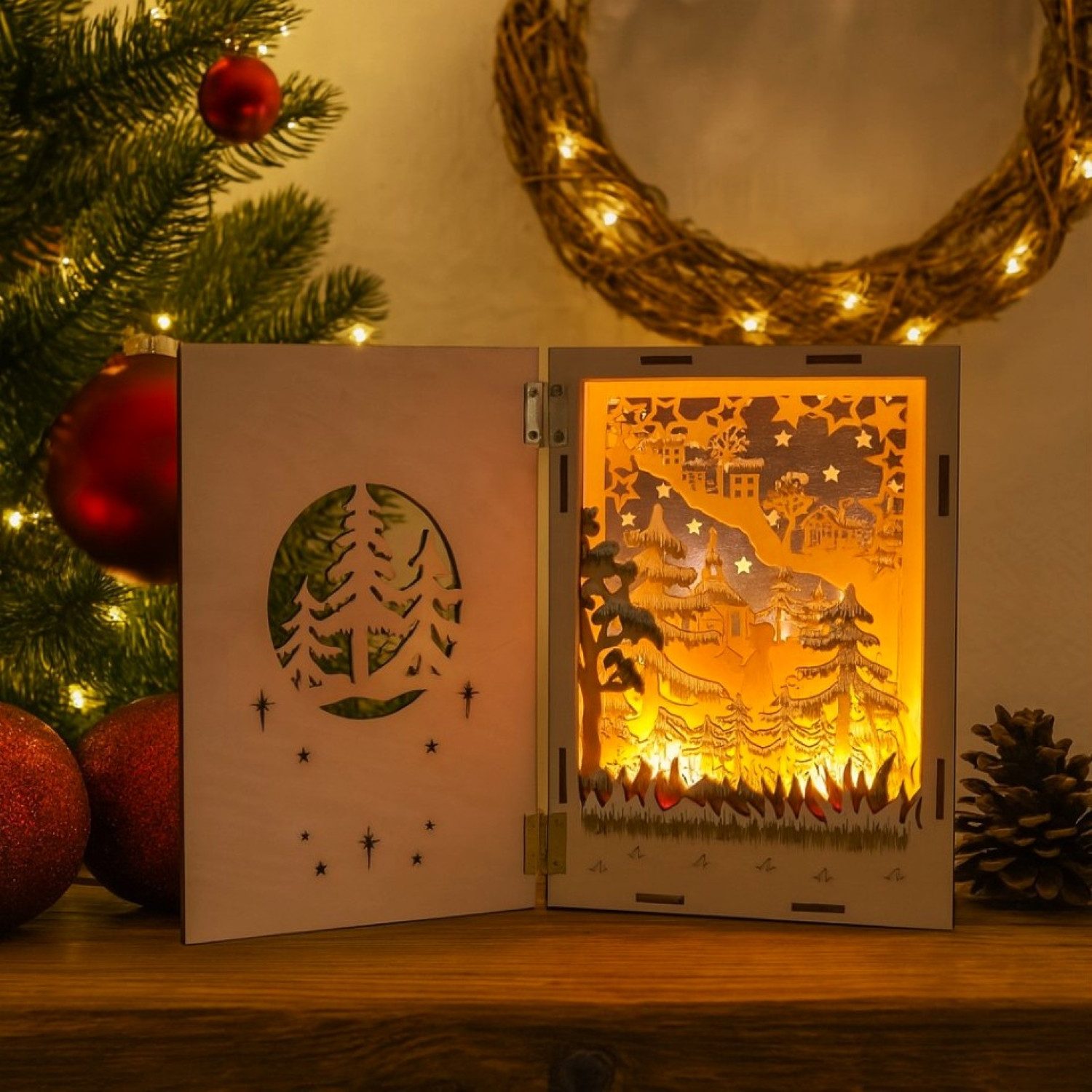 Online-Fuchs Weihnachtsdorf - Weihnachtsbuch mit LED-Beleuchtung und Timer günstig online kaufen