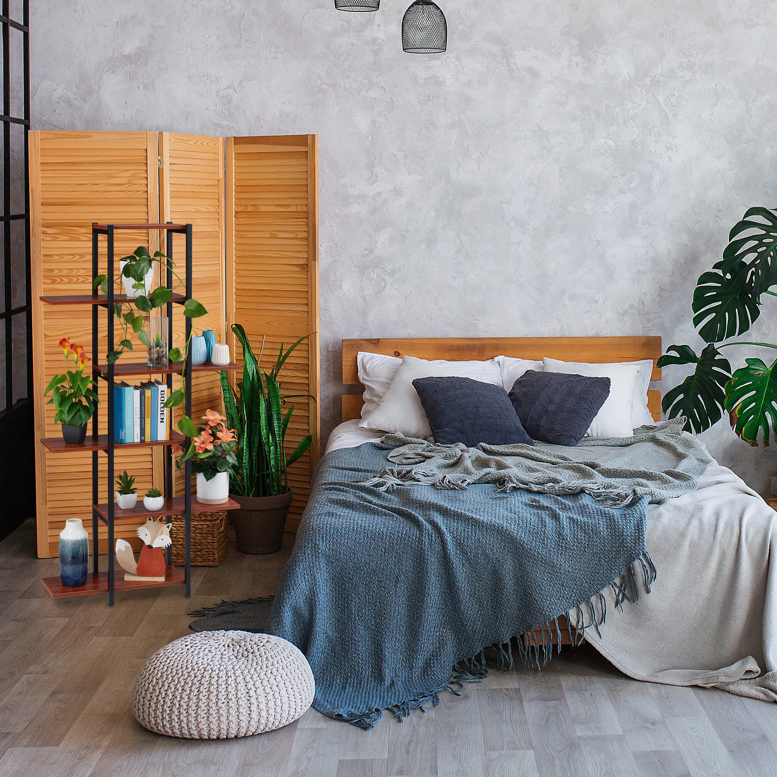 relaxdays Blumenständer Pflanzenregal mit 6 Ablagen (6 St), weiß