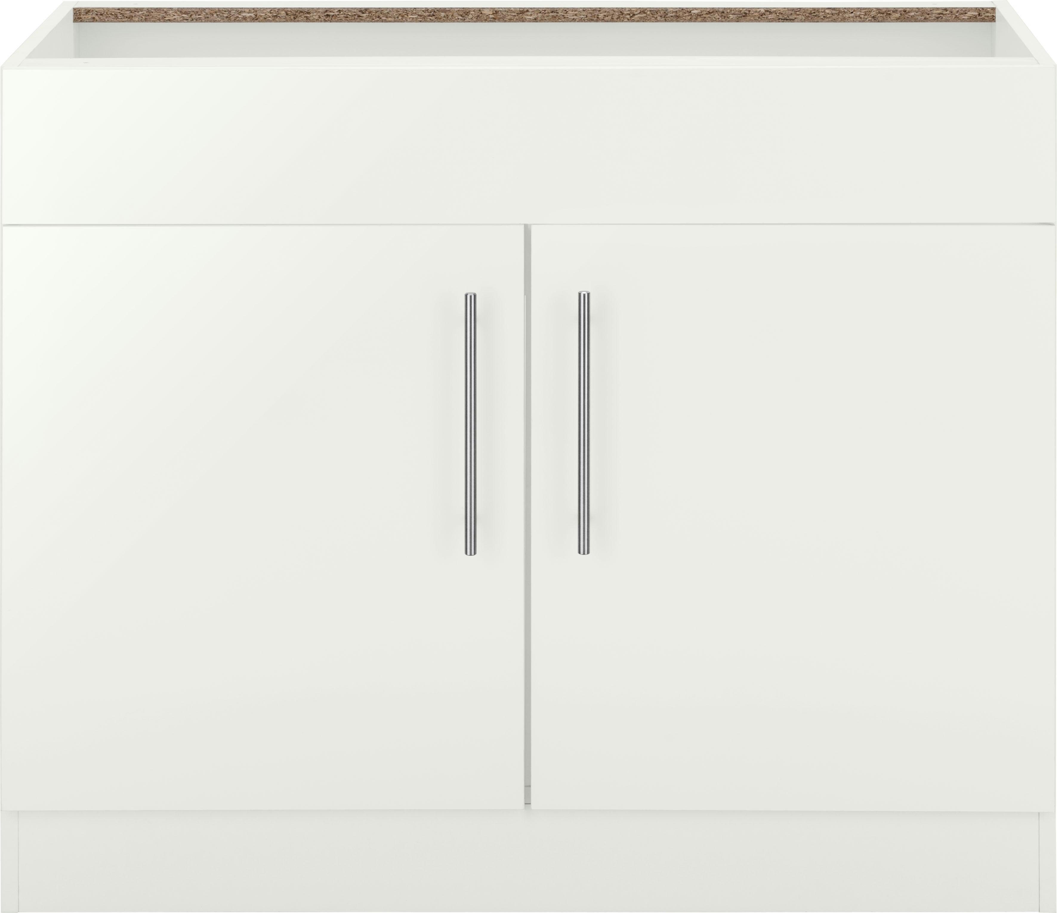wiho Küchen Spülenschrank Cali 100 cm breit, ohne Arbeitsplatte Front: Weiß Glanz, Korpus: weiß | Weiß