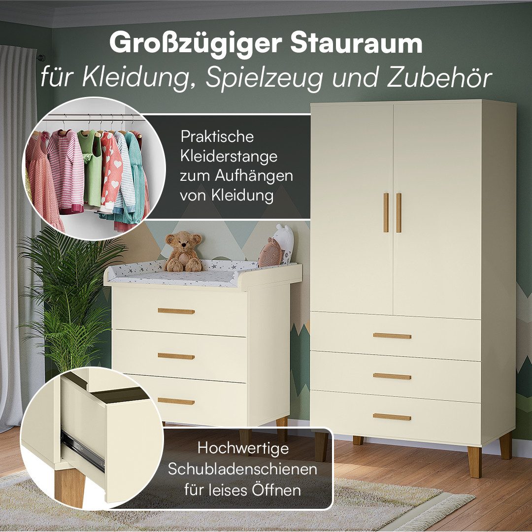Bellabino Babymöbel-Set Liri, (Beige/Natur, 2-tlg., Wickelkommode und Kleid günstig online kaufen