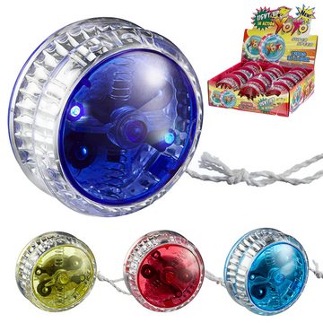 CEPEWA Spiel, LED YO-YO 12 Stück Display 6cm 4 Farben Kunststoff leuchtend blinkend