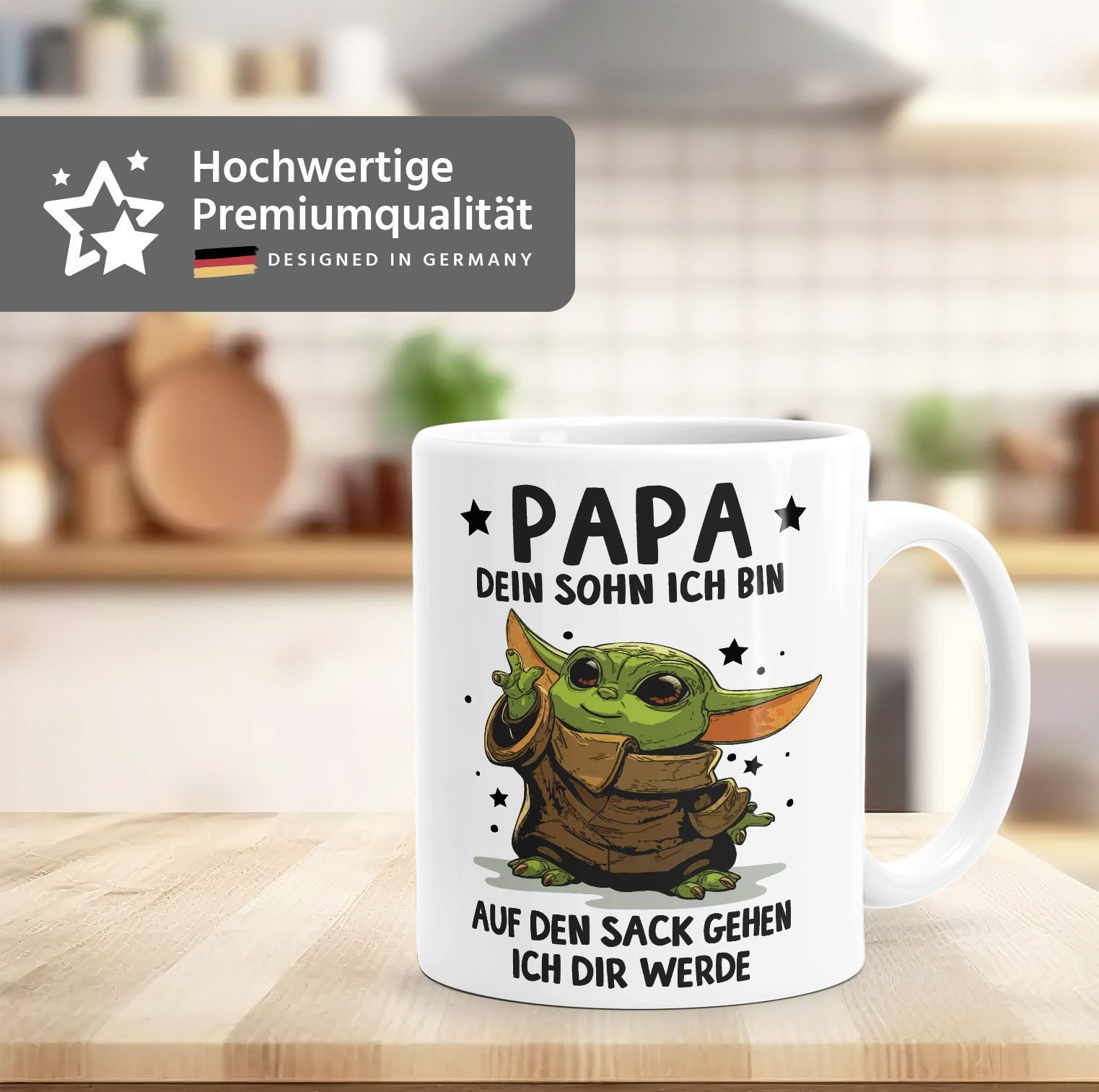 MoonWorks Tasse Kaffee-Tasse Papa Sprüche Geschenk Vatertag Lustig Motiv Baby-Yoda, Keramik