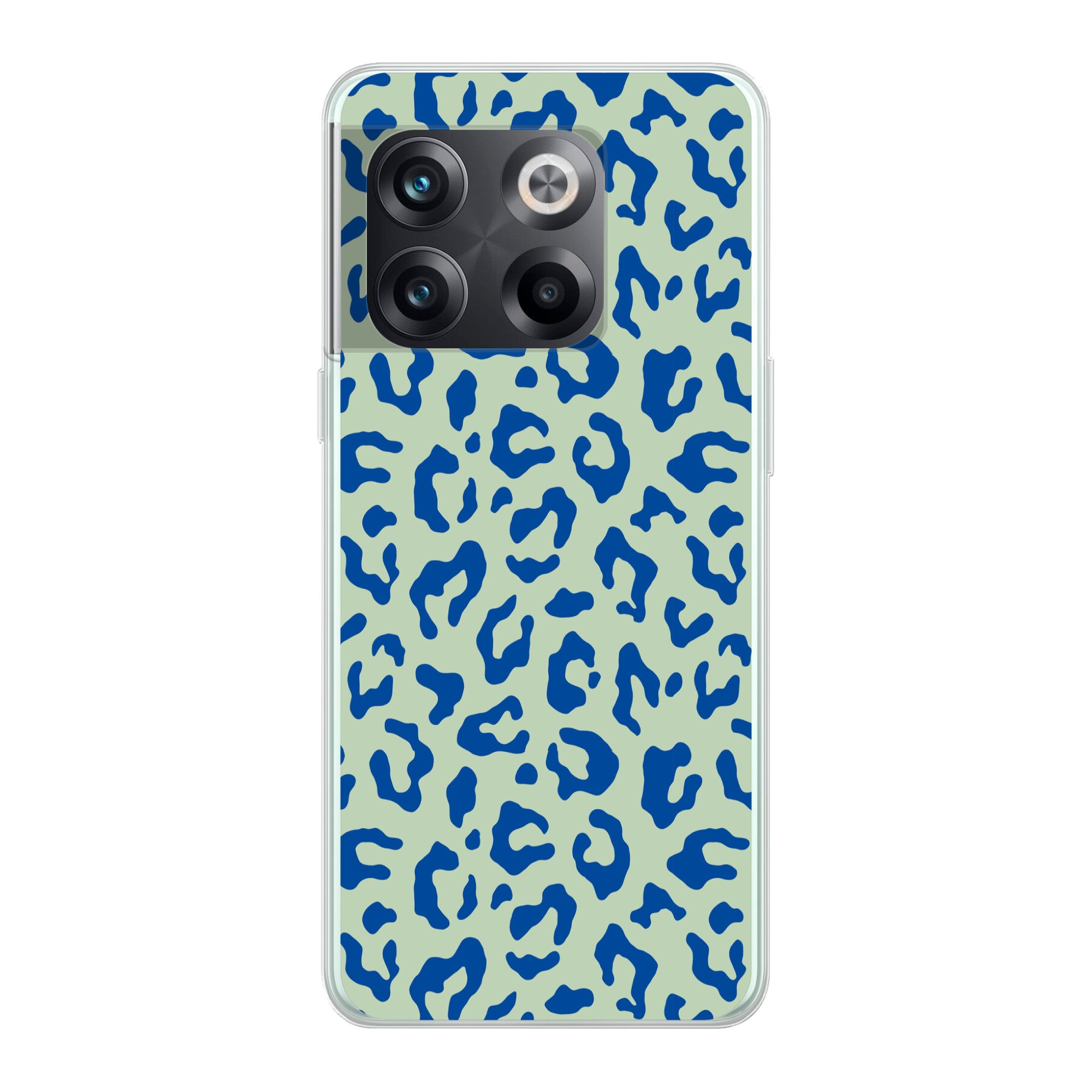 MuchoWow Handyhülle für OnePlus 10T Pantherdruck - Blau - Grün - Tierdruck, Phone Case, Silikon, Schutzhülle Dünn