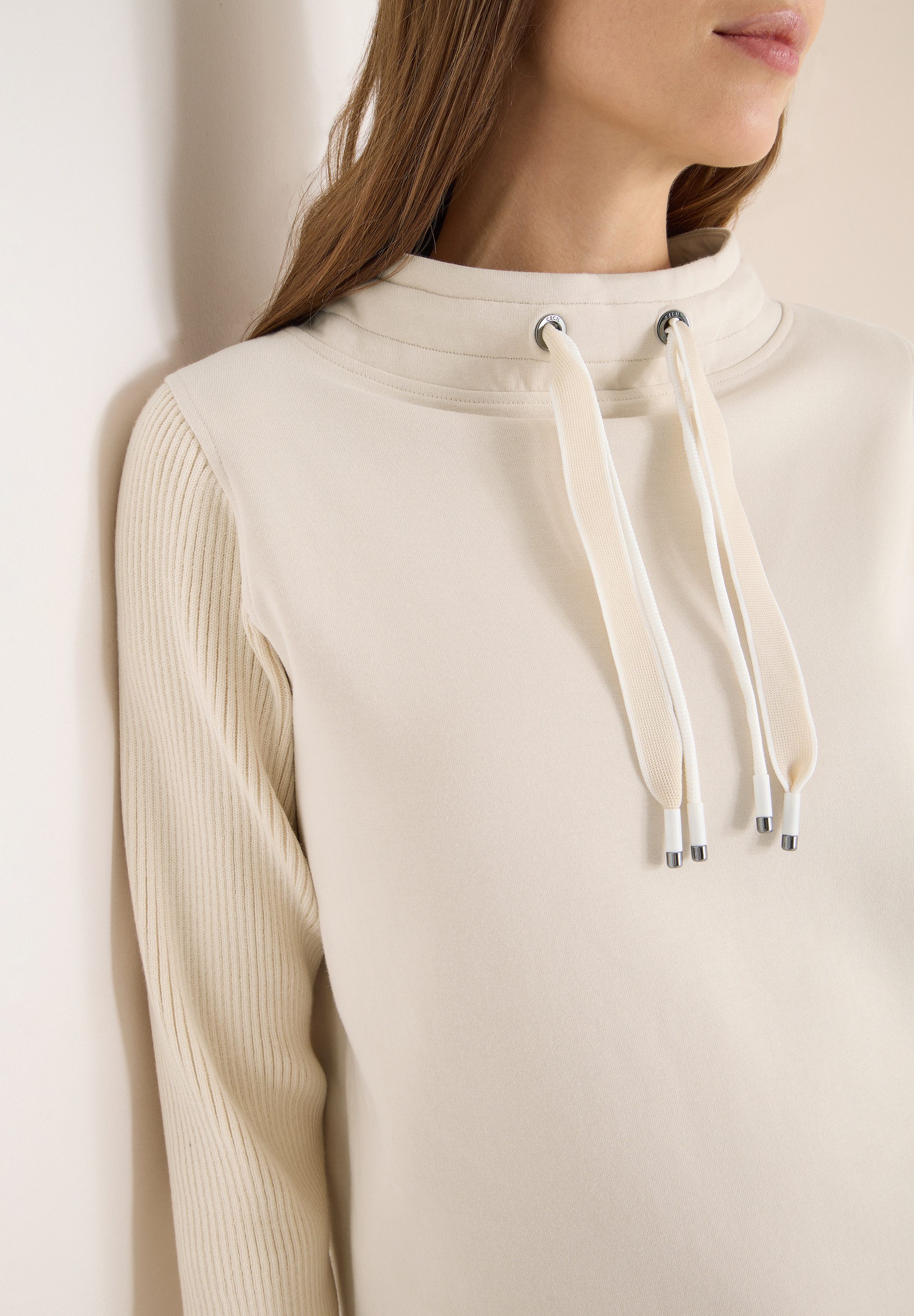 CECIL Sweatshirt mit Strickärmeln und College Details