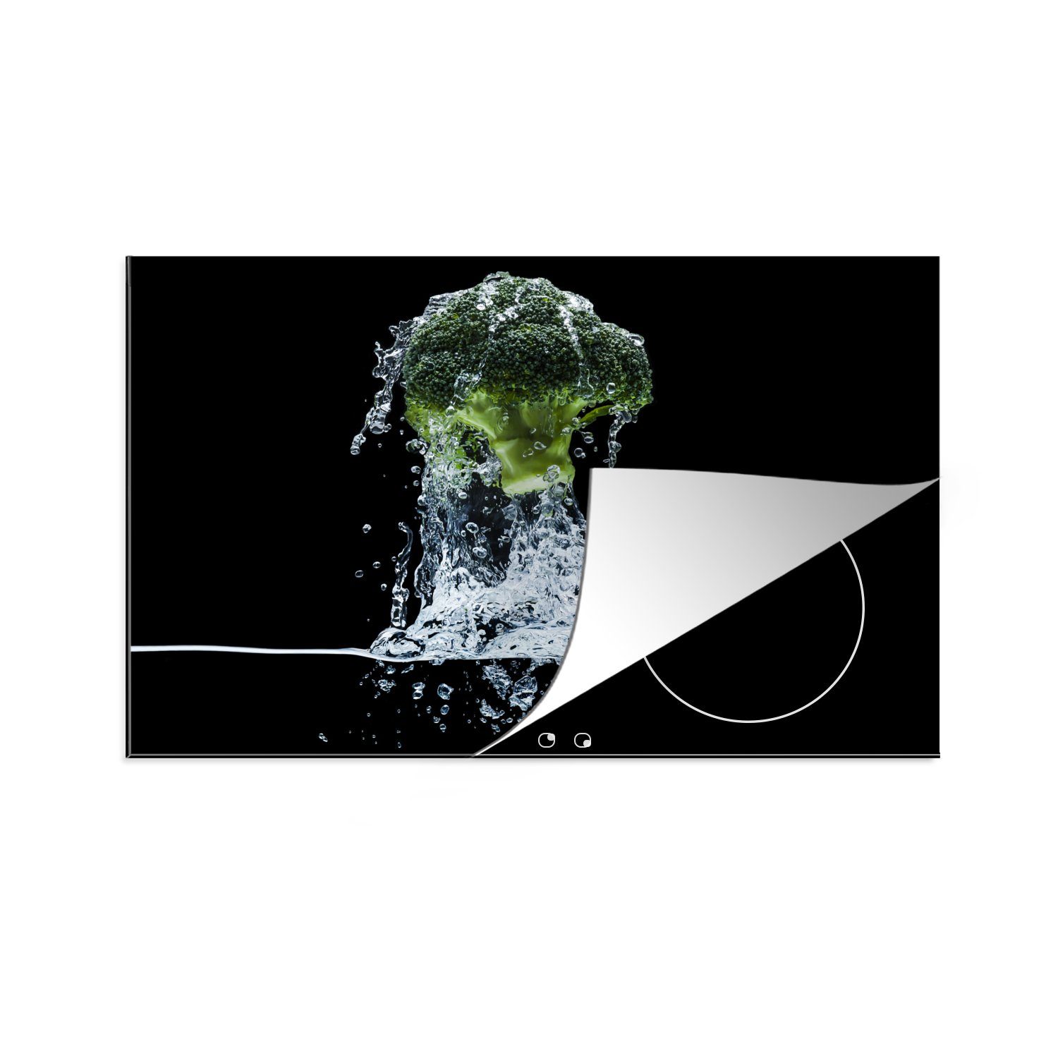 Brokkoli, Ceranfeldabdeckung cm, tlg), Ein Vinyl, Herdblende-/Abdeckplatte küche, Schutz für MuchoWow der die 81x52 dem Induktionskochfeld aus (1 Wasser springt,