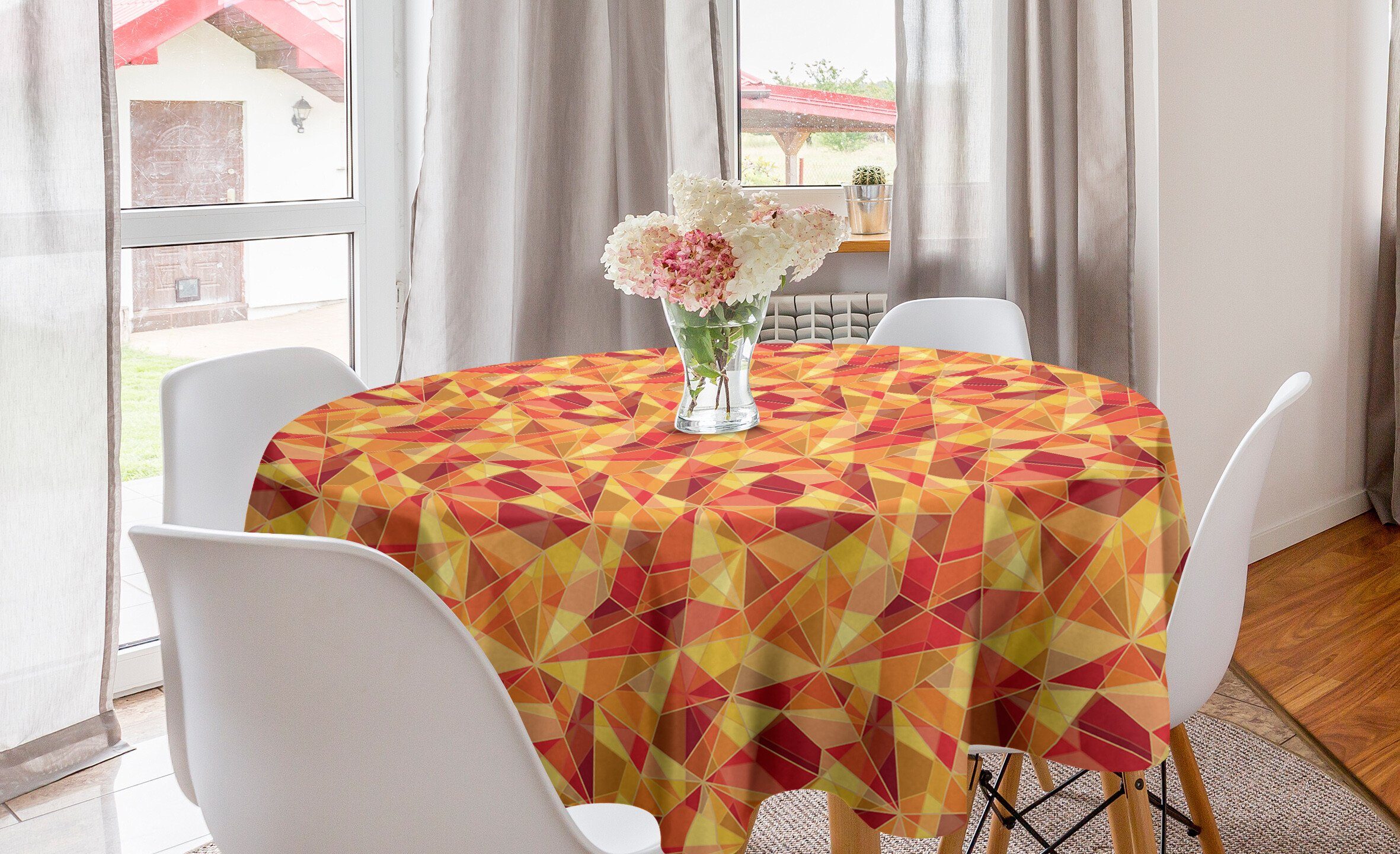 Abakuhaus Tischdecke Kreis Tischdecke Abdeckung für Esszimmer Küche Dekoration, Geometrisch Mosaik Digital Stil | Tischdecken